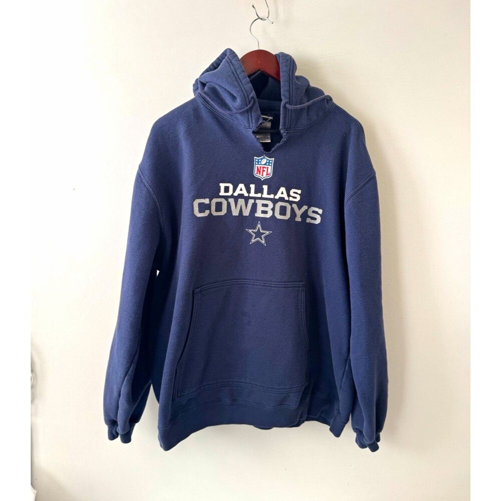Reebok Dallas Cowboys NFL Navy Pullover Hoodie Sweatshirt Size L